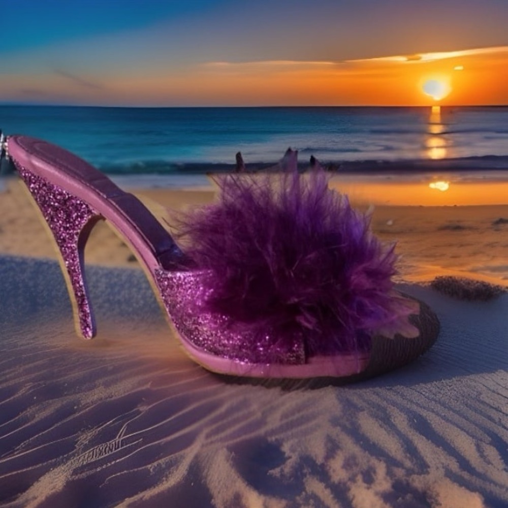 Purple Glitter Fashion Shoe Tree Ornament